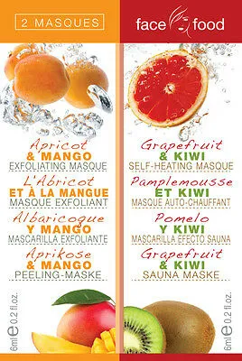 Montagne Jeunesse masca hidratanta - Face Food 2 Masques - Apricot&Mango / Grapefruit&Kiwi