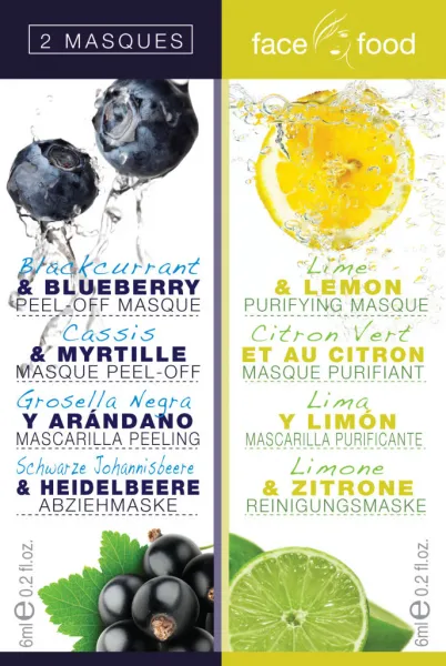 Montagne Jeunesse masca hidratanta - Face Food 2 Masques - Blackcurrant&Blueberry / Lime&Lemon