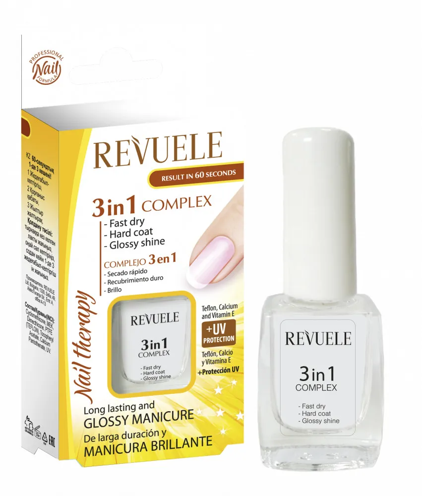 Revuele tratament pentru unghii - Nail Therapy 3in1 Complex - Fast Dry, Hard Coat & Glossy Shine