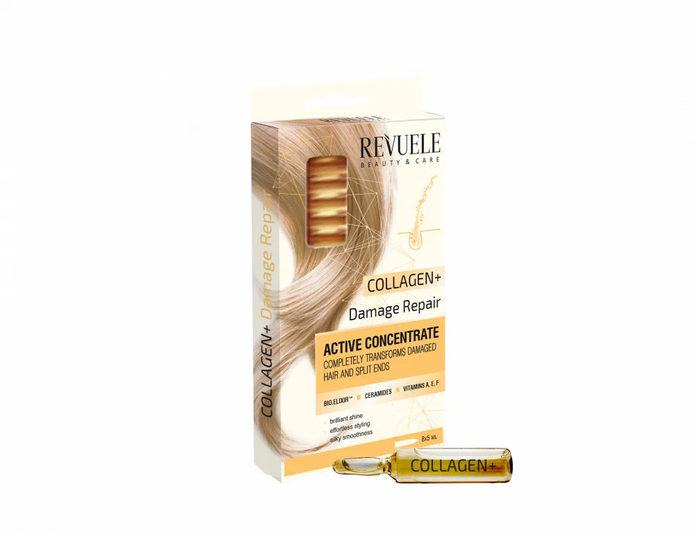 Revuele fiole tratament pentru par - Active Hair Concentrate Collagen + Damage Repair