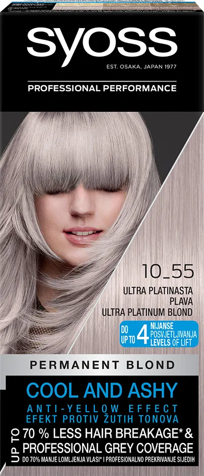 Syoss vopsea de păr  Permanent Coloration - 10_55 Ultra Platinum Blond