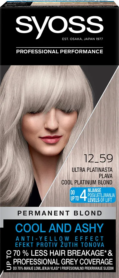 Syoss vopsea de păr Permanent Coloration - 12_59 Cool Platinum Blond