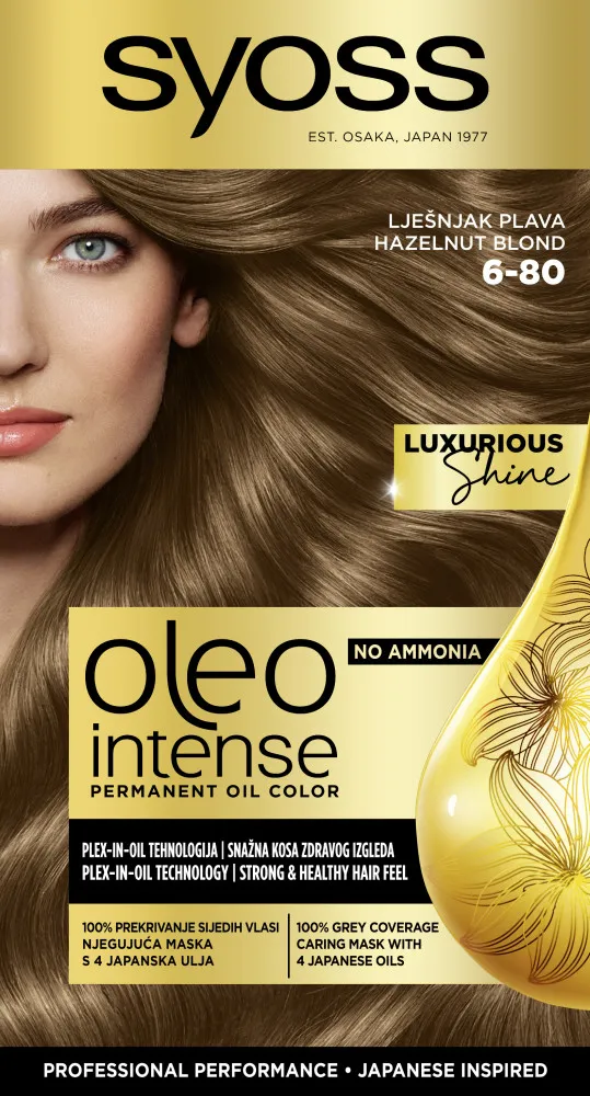 Syoss vopsea de par - Oleo Intense Permanent Oil Color - 6-80 Hezelnut Blond