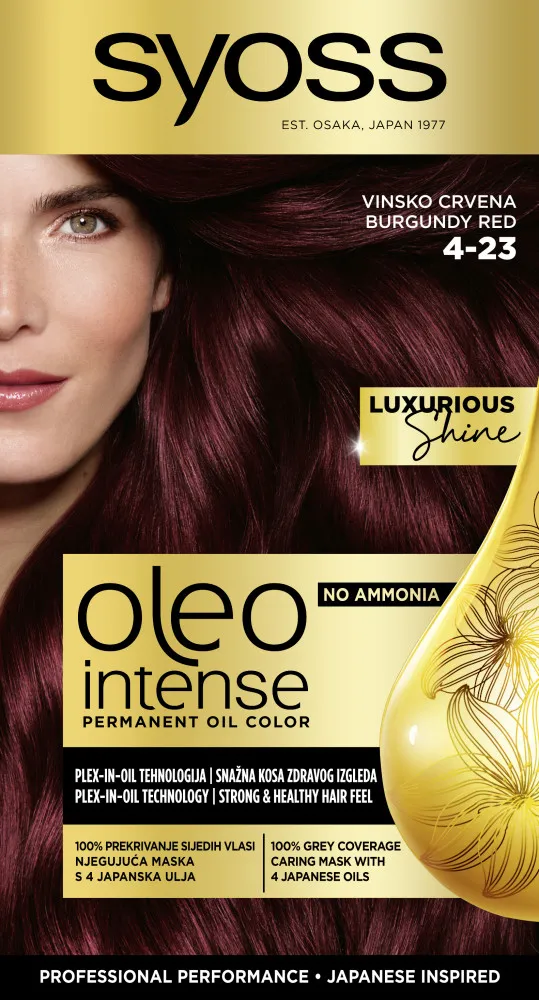 Syoss vopsea de par - Oleo Intense Permanent Oil Color - 4-23 Burgundy Red