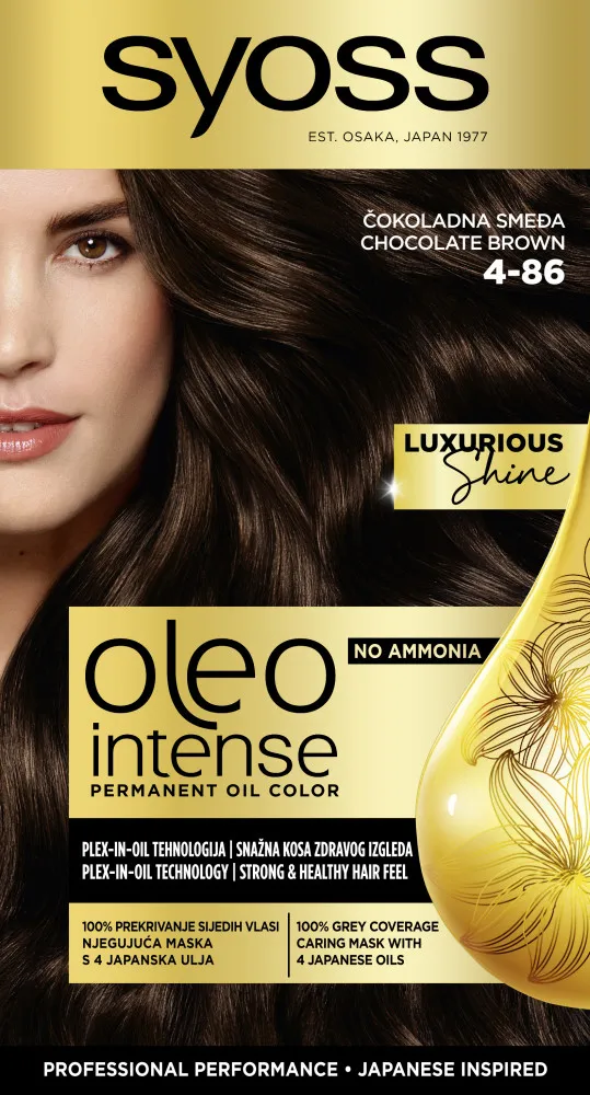 Syoss vopsea de par - Oleo Intense Permanent Oil Color - 4-86 Chocolate Brown