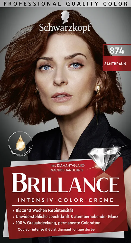 Schwarzkopf Brillance vopsea de par - Intensive Color Cream - 874 Velvet Brown