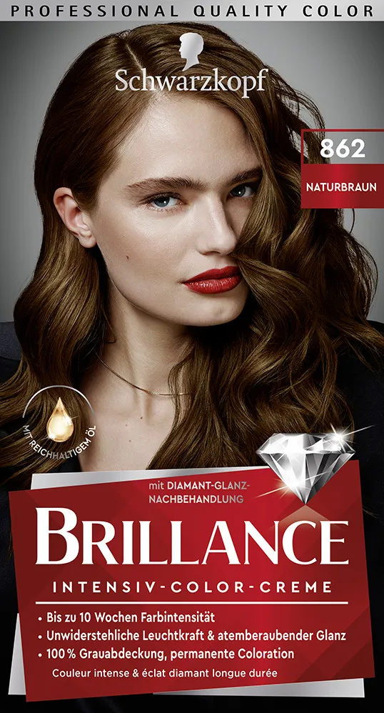 Schwarzkopf Brillance vopsea de par - Intensive Color Cream - 862 Natural Brown