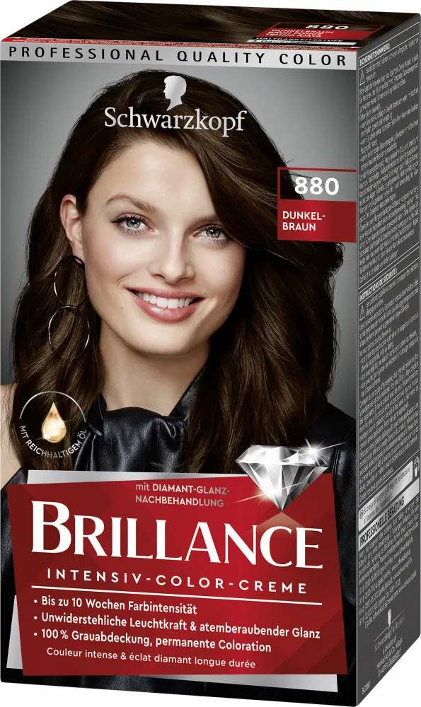 Schwarzkopf Brillance vopsea de par - Intensive Color Cream - 880 Dark Brown