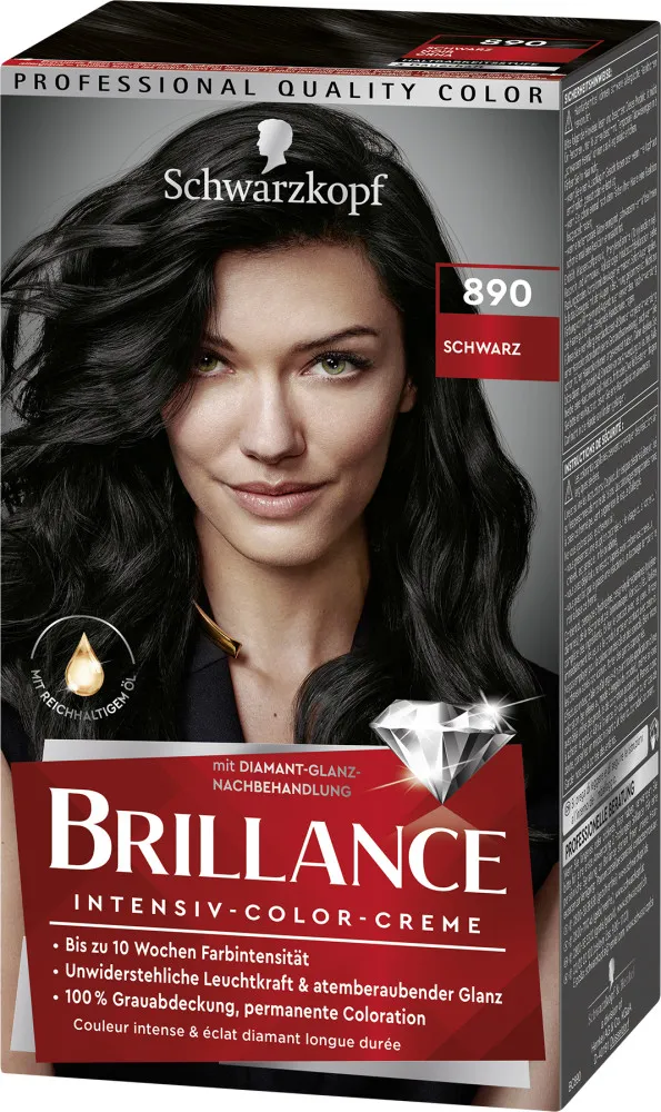 Schwarzkopf Brillance vopsea de par - Intensive Color Cream - 890 Black