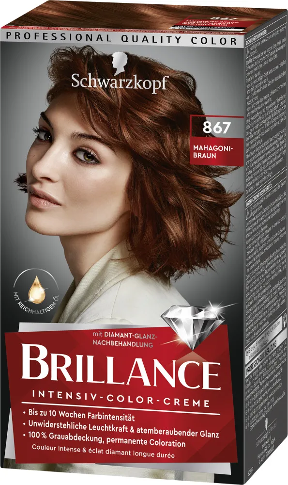 Schwarzkopf Brillance vopsea de par - Intensive Color Cream - 867 Autumn Brown