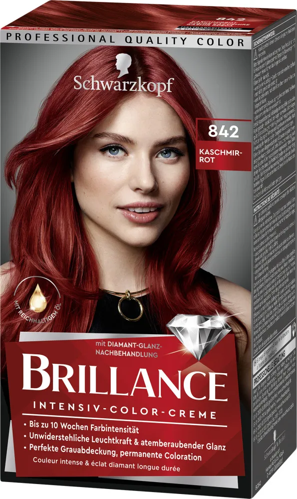 Schwarzkopf Brillance vopsea de par - Intensive Color Cream - 842  Cashmere Red