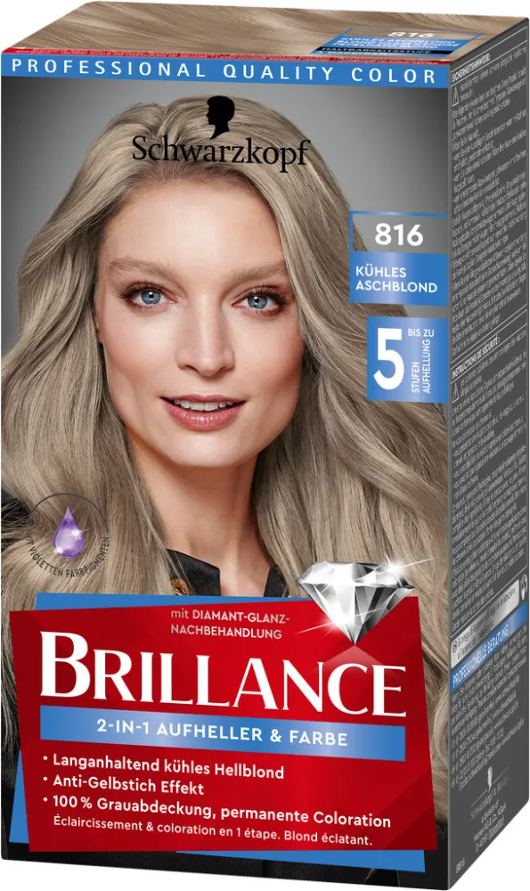 Schwarzkopf Brillance vopsea de par - 2in1 Lighter & Color - 816 Ash Blond