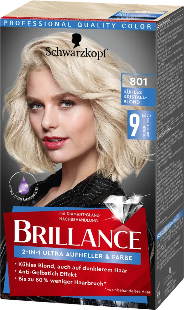 Schwarzkopf Brillance vopsea de par - 2in1 Lighter & Color - 801 Diamond Blond