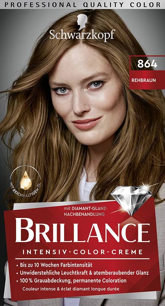 Schwarzkopf Brillance vopsea de par - Intensive Color Cream - 864 Fawn