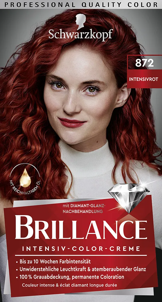 Schwarzkopf Brillance vopsea de par - Intensive Color Cream - 872  Intense Red