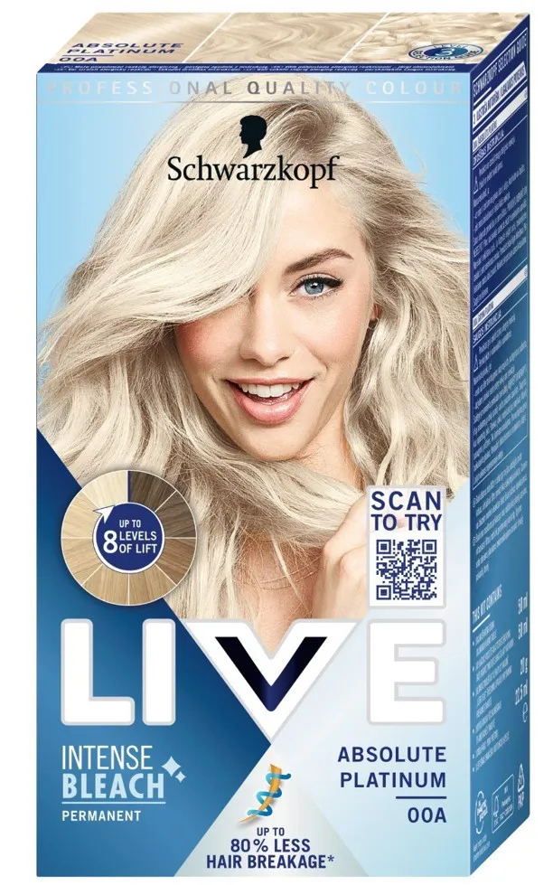 Schwarzkopf vopsea de par - Live intense Bleach - 00A Absolute Platinum