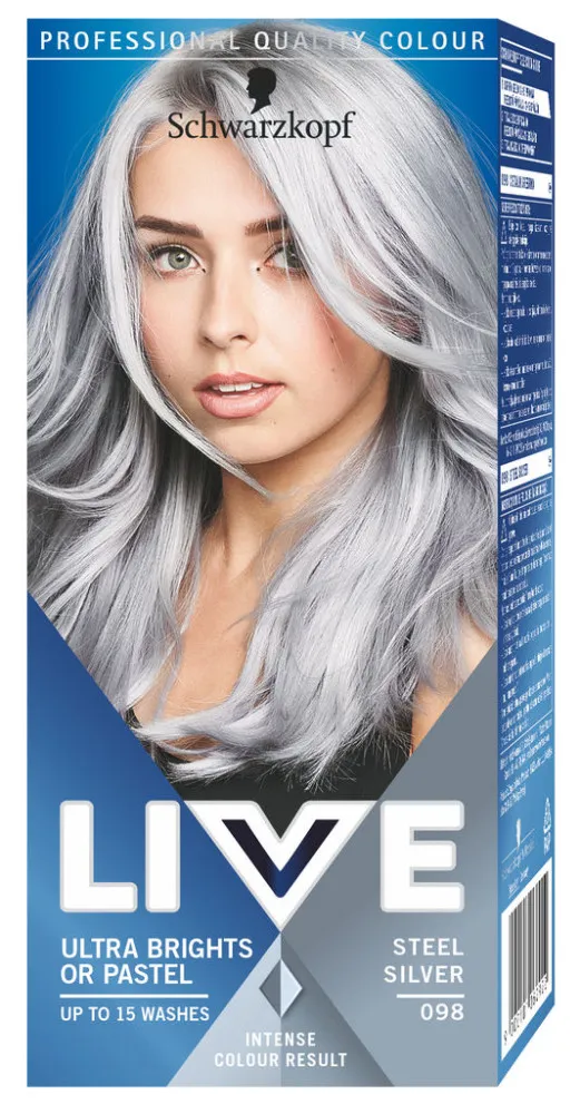 Schwarzkopf vopsea de par semi-permanenta - Live Ultra Brights Or Pastel - 98 Steel Silver